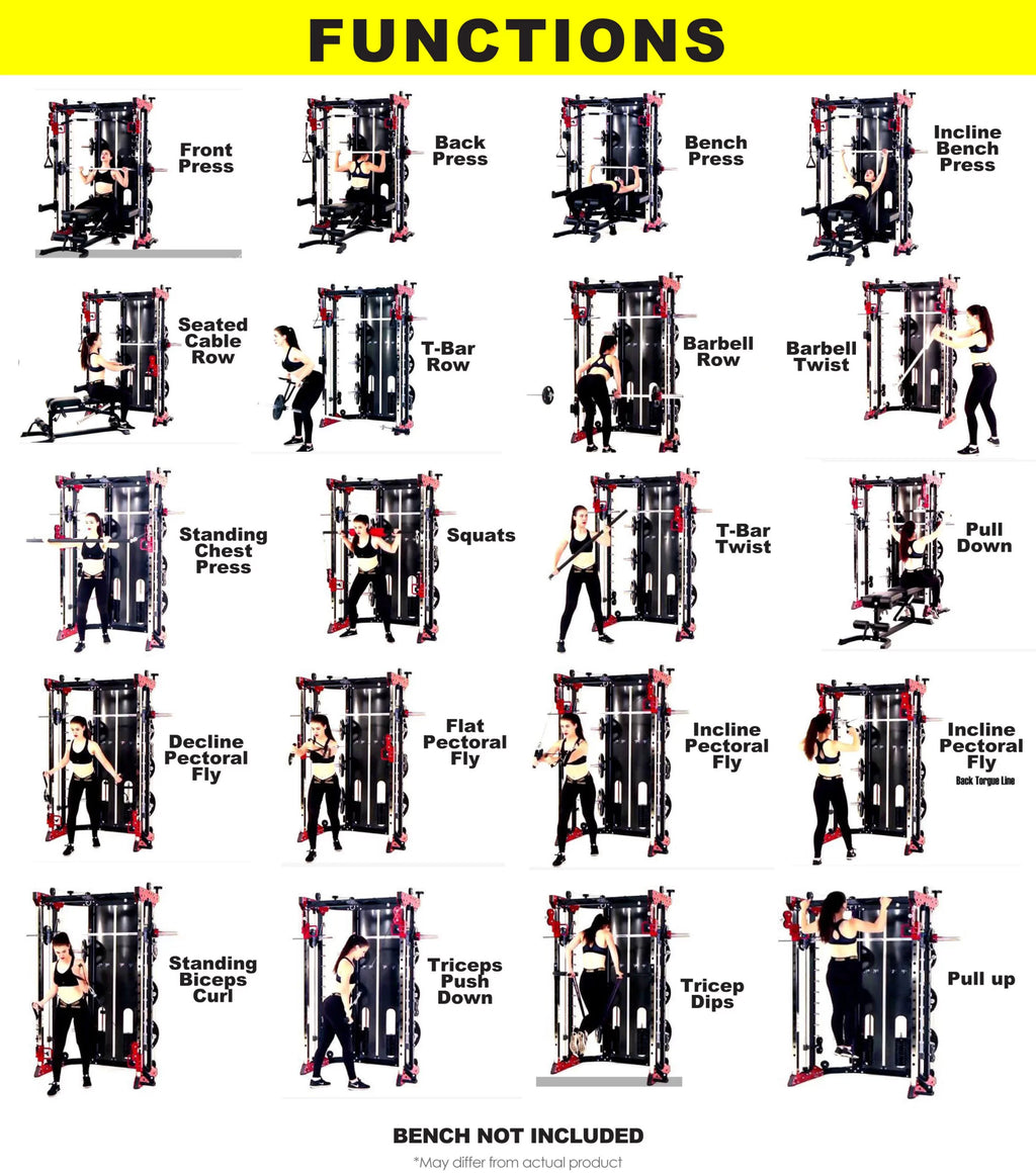 Multi function smith machine 120kg combined weight stacks