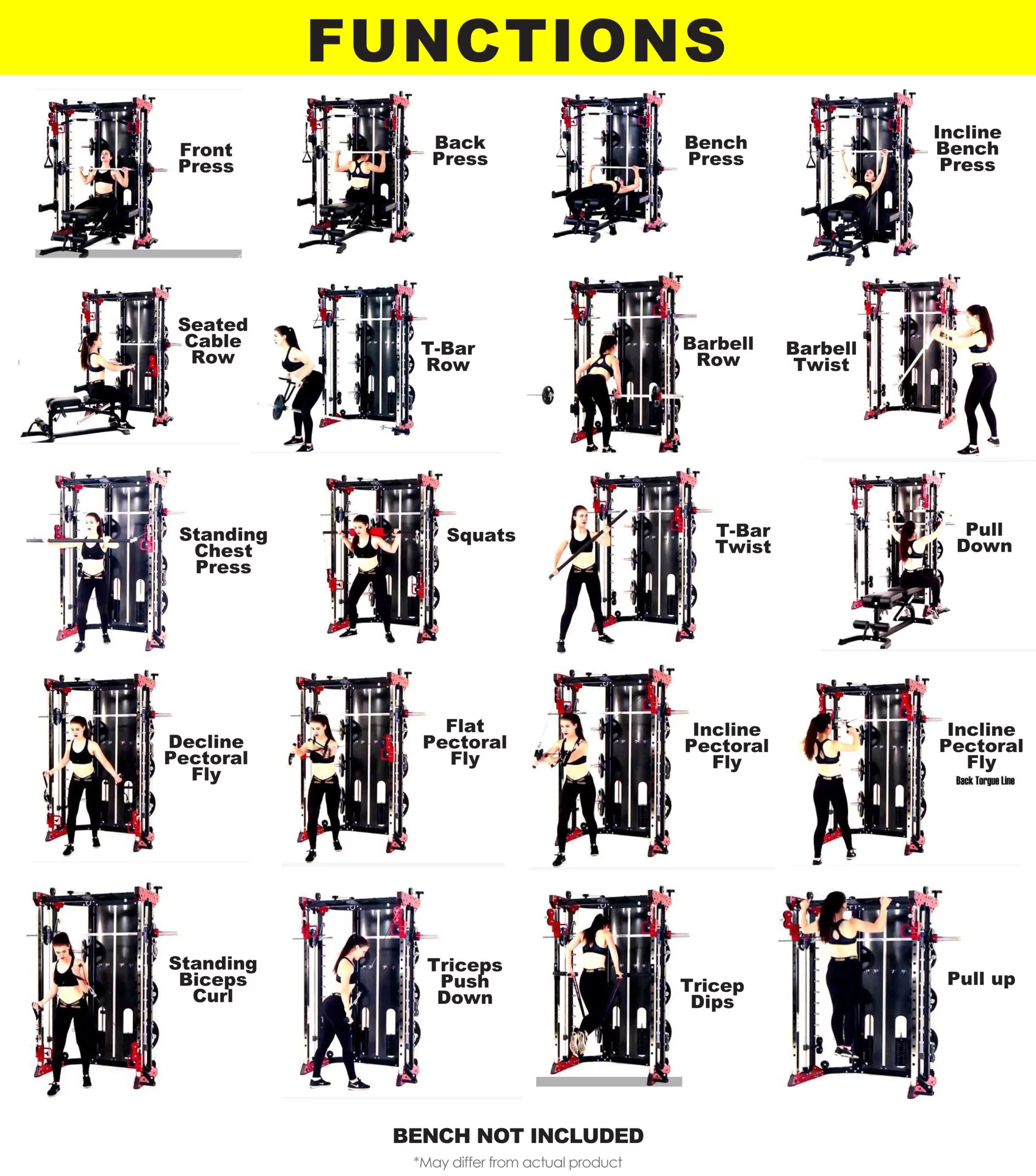 Multi function smith machine 120kg combined weight stacks