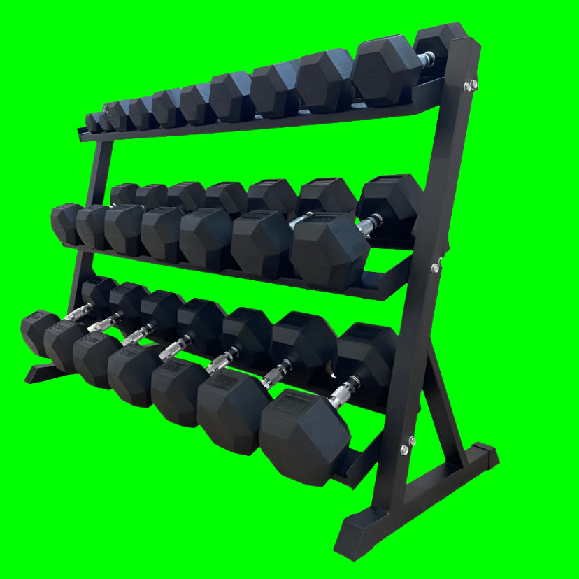 2.5-30kg hex dumbbell set + Storage rack