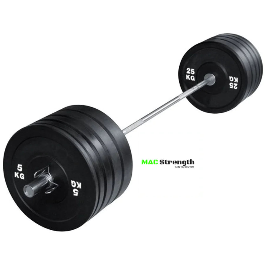 Weight lifting set - Bench, 20kg barbell & 100kg bumper plate pack
