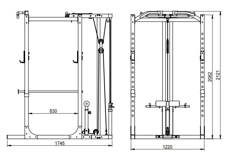 MAXIMUS Power rack with cable pulley system & landmine