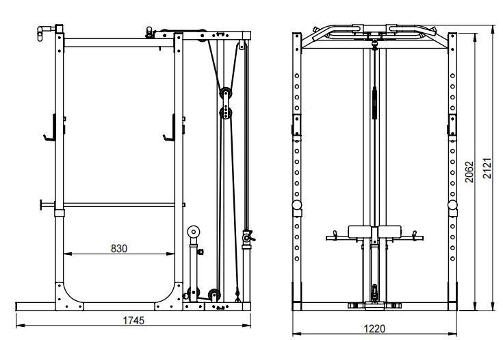 Power rack + cable pulley package with 100kg pack