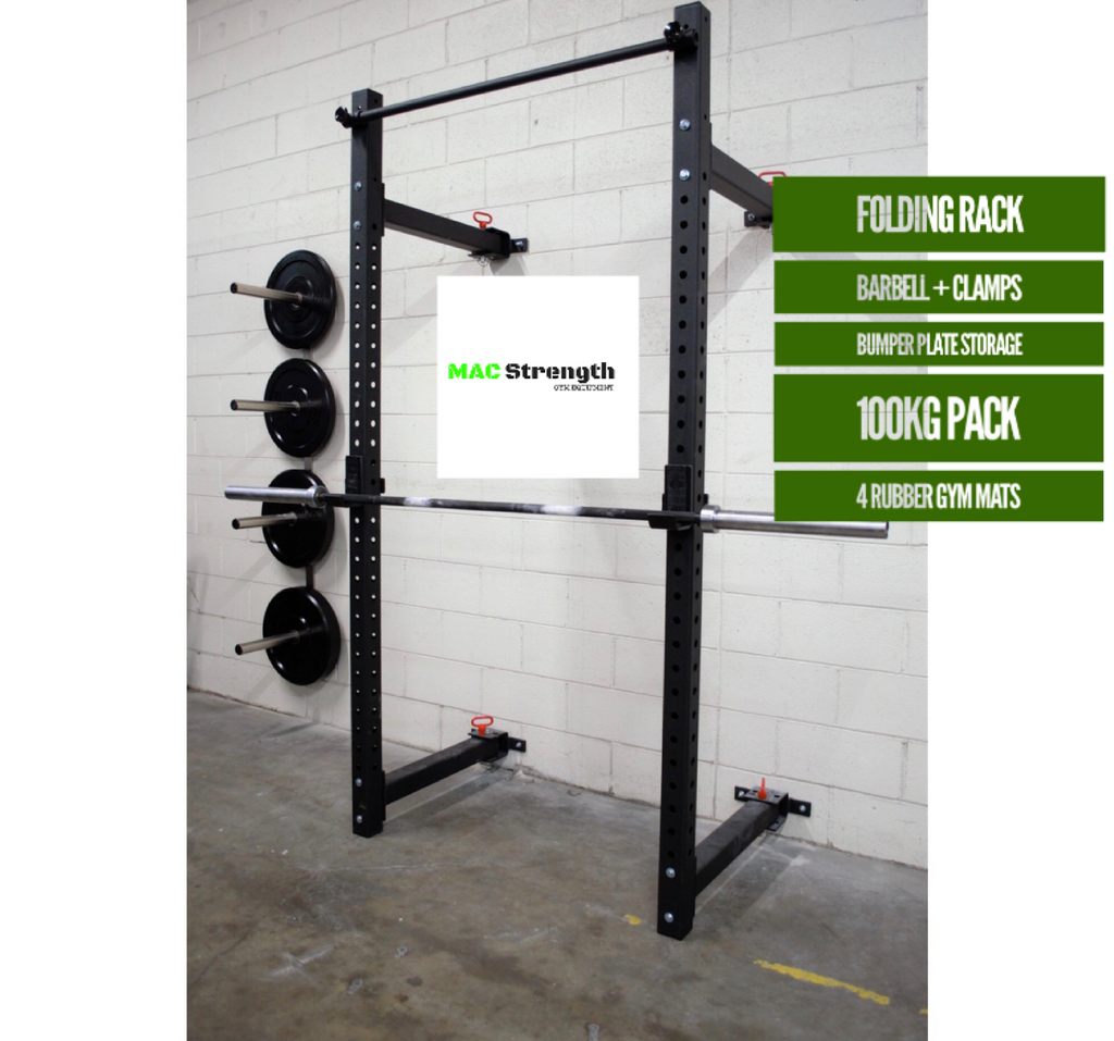 Folding rack package with 4 rubber mats – Mac Strength gym equipment
