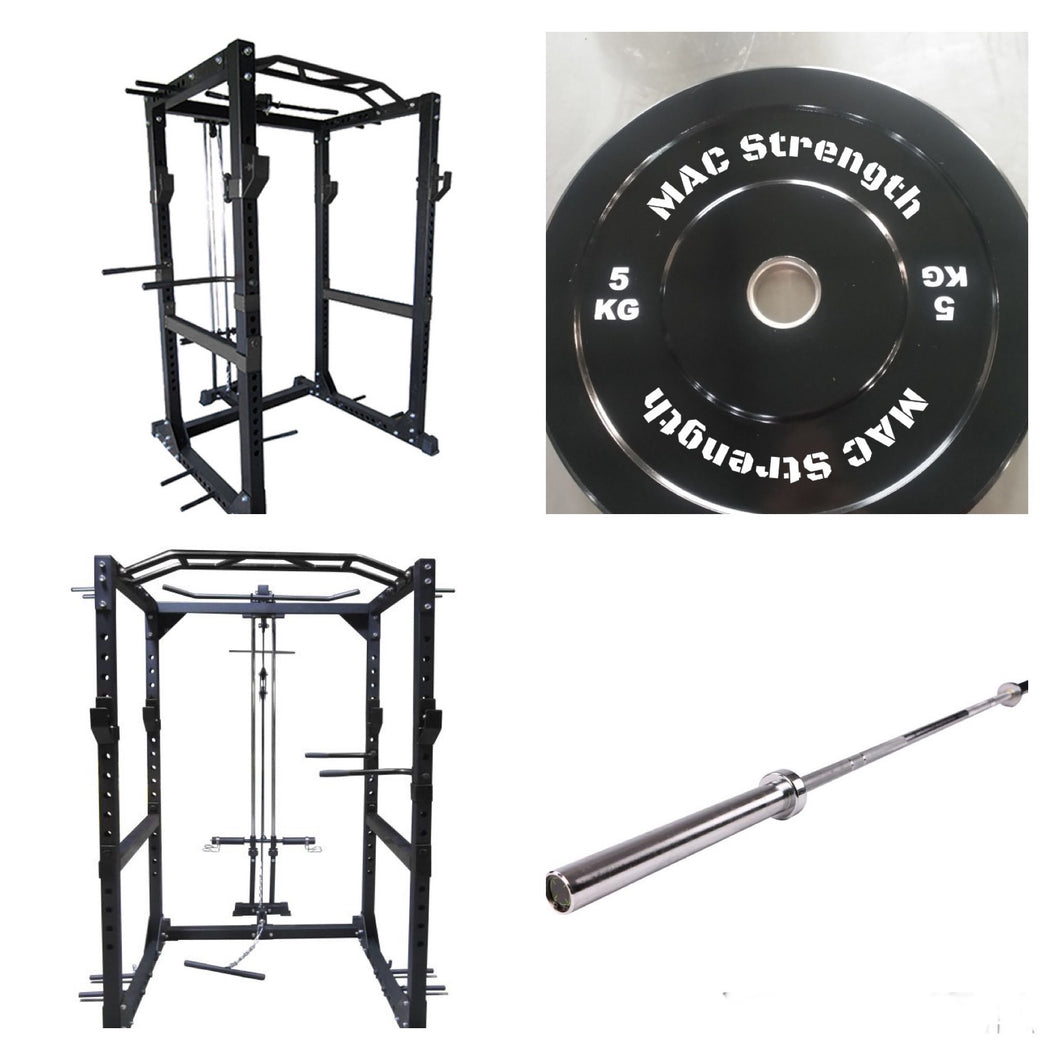 Power rack + cable pulley package with 100kg pack